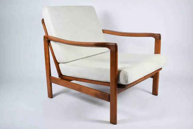 Original Baczyk Scandinavian armchair, 1960s, renovation, teak.