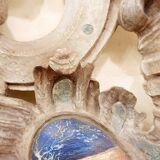 Grande paire de décorations murales en bois sculpté de feuillages 18e siècle