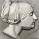 Old academic drawing, profile portrait of a woman by Deleiderrier 1901