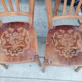 Set of six luterma chairs. Bistro. Pyrographs.