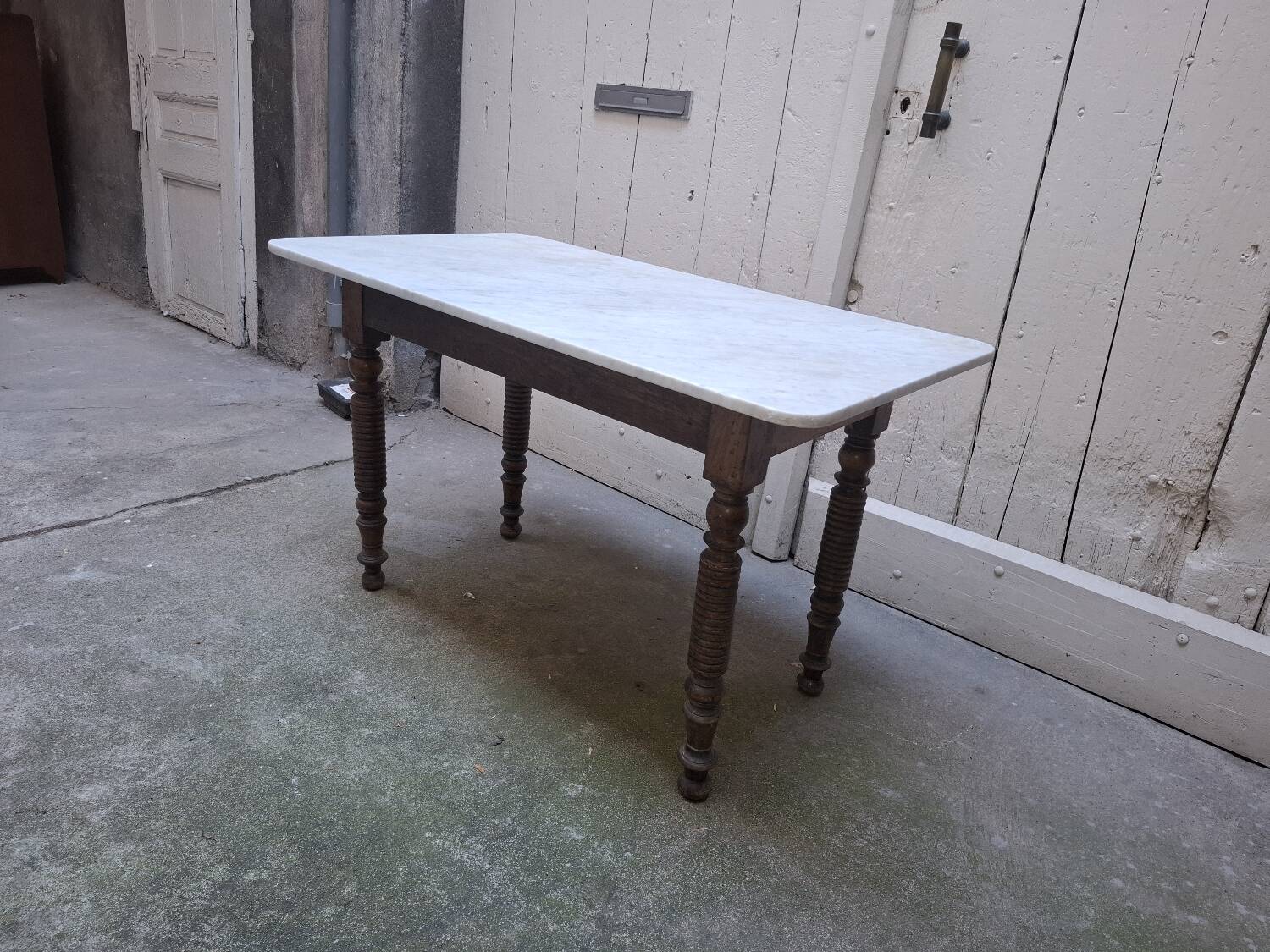 Wood and marble bistro table