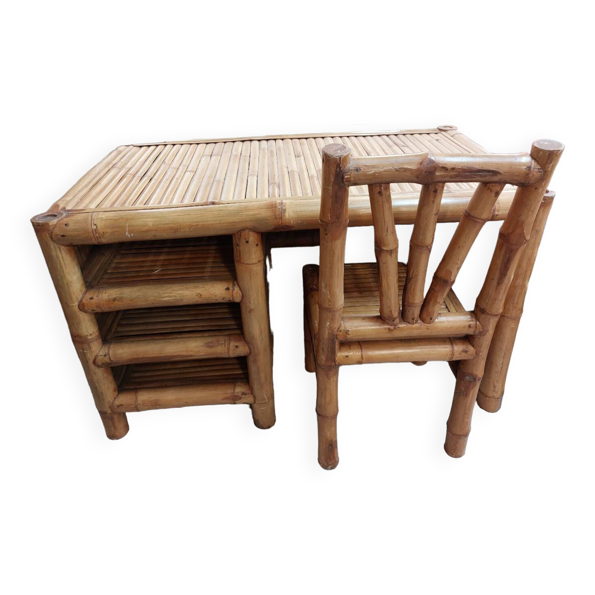Bamboo desk with chair