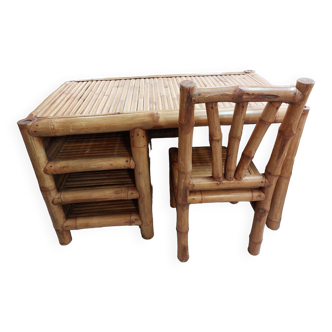 Bamboo desk with chair