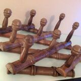 Ten-headed wooden accordion coat rack / vintage 60s-70s