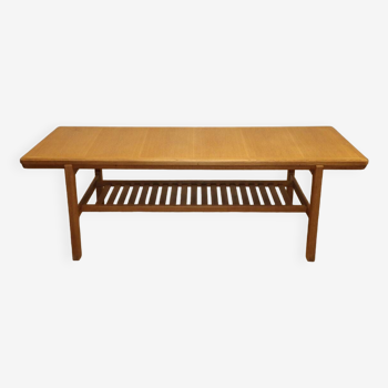 Vintage rectangular solid oak coffee table, 1960s