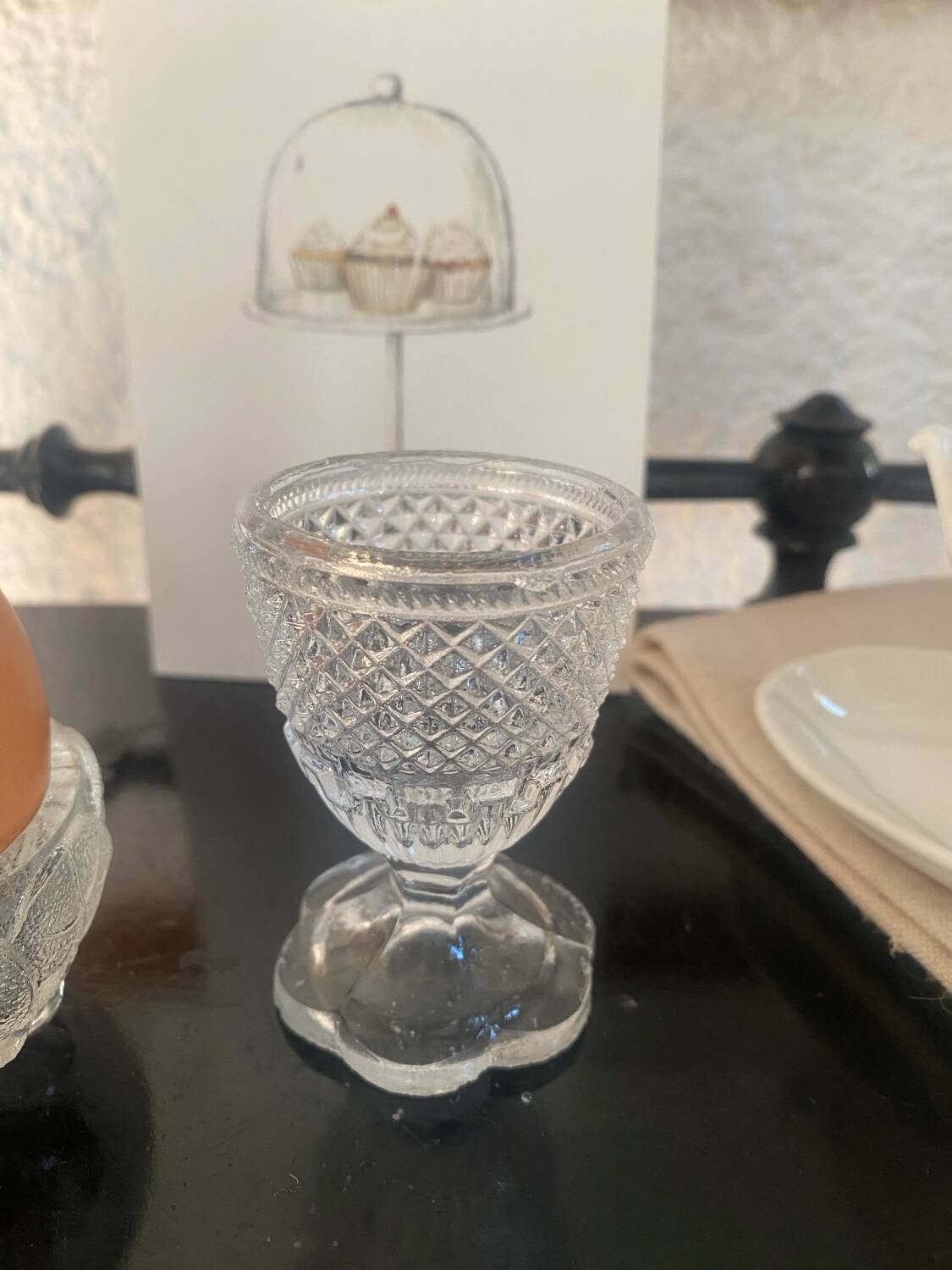 Antique pressed molded glass egg cup