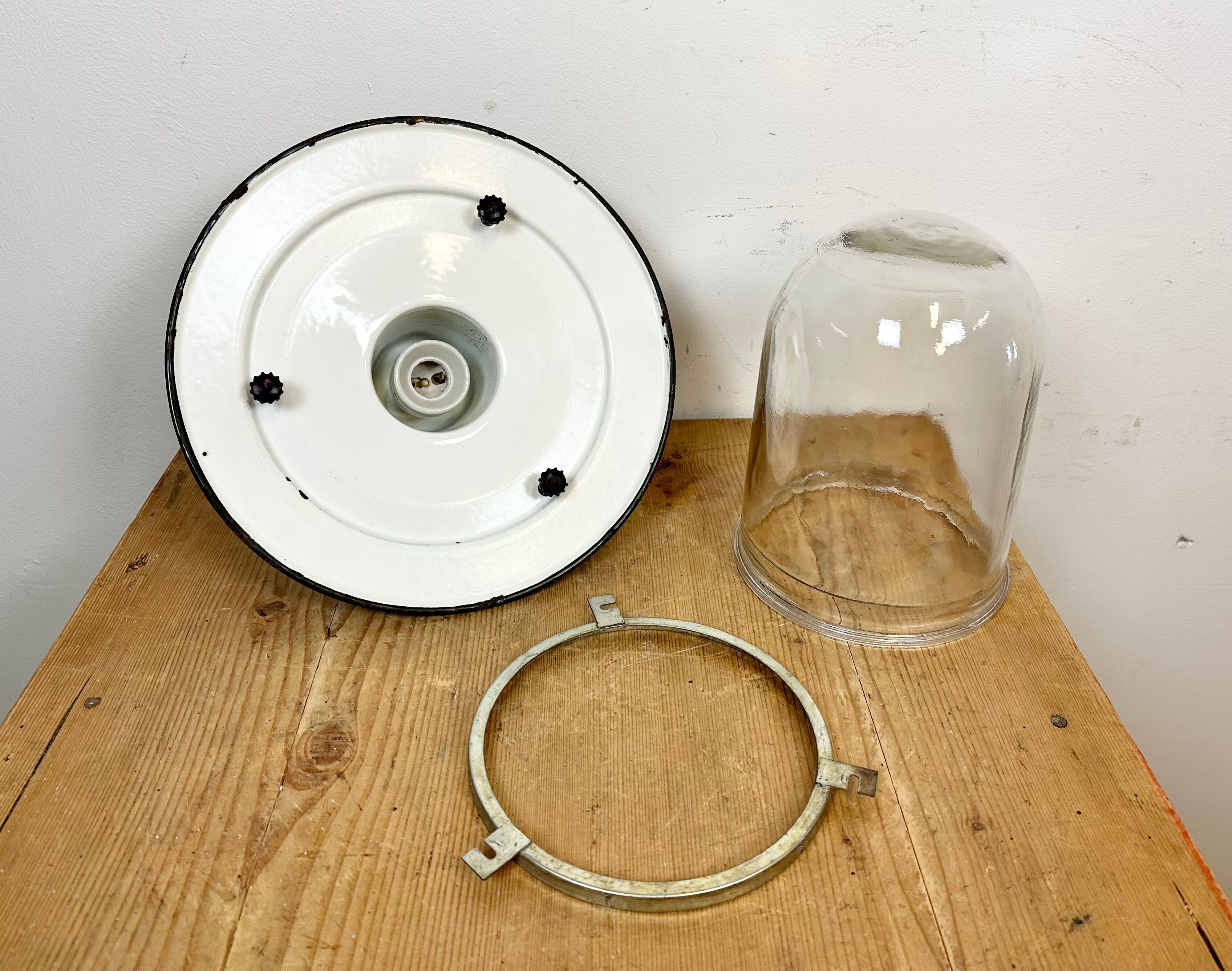 Green Enamel and Cast Iron Industrial Pendant Light, 1960s