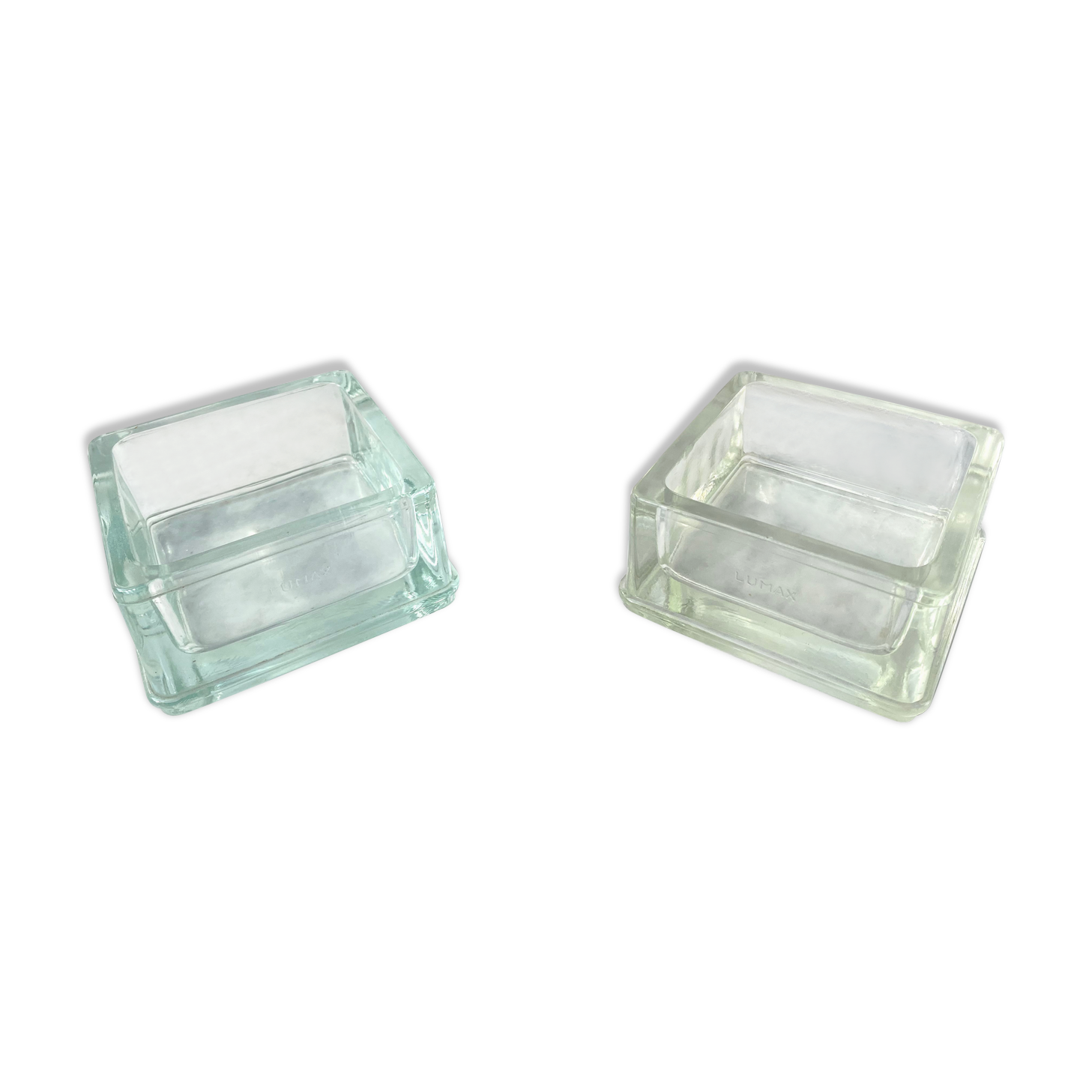 Pair of glass brick Lumax vintage design 60 Le corbustier