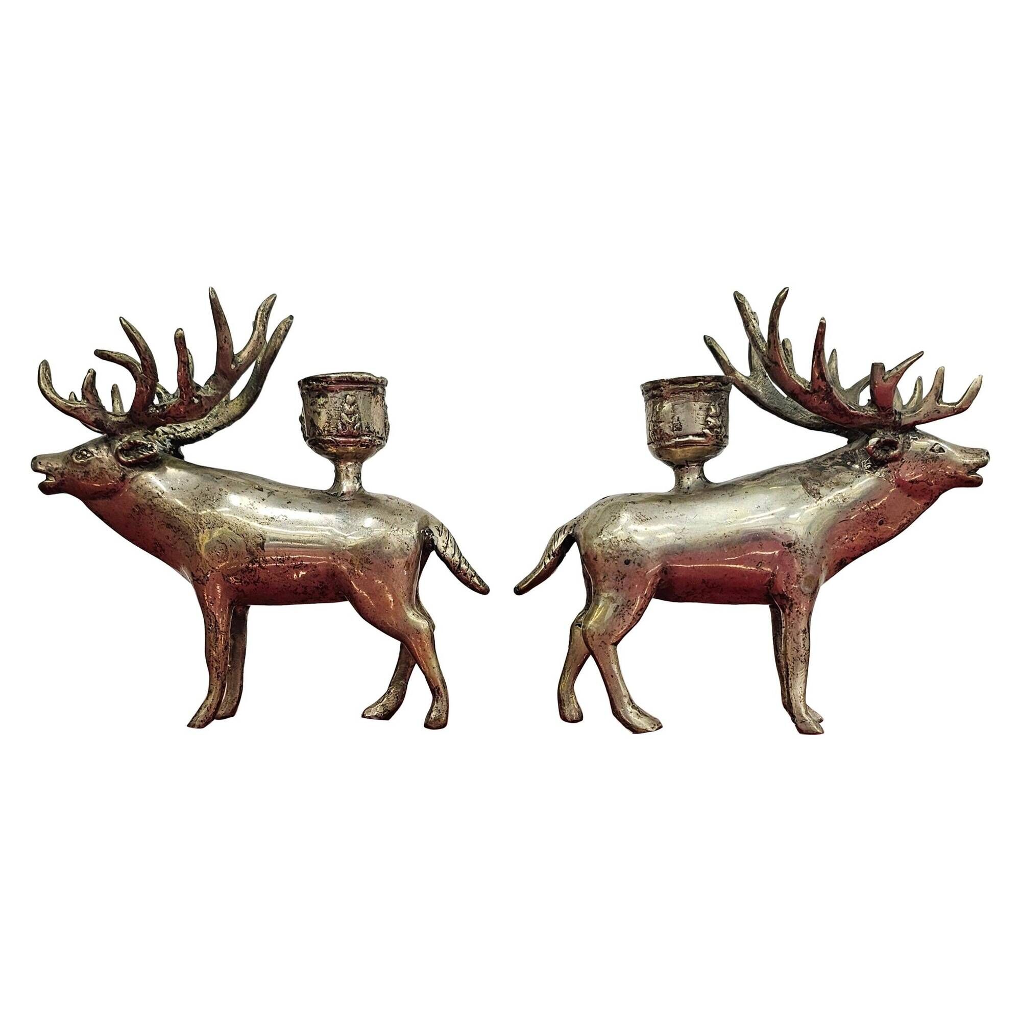 Pair of candle holders in the shape of a deer Mid Century Modern
