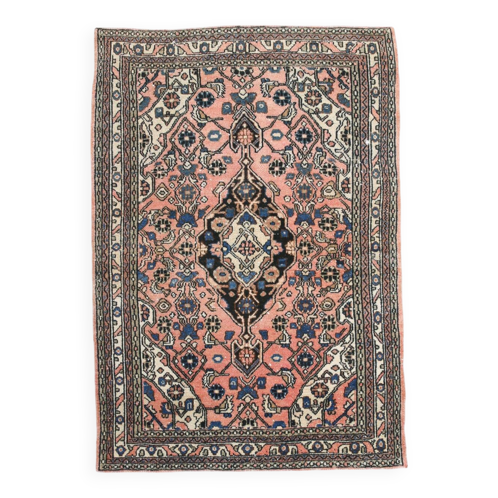 5x7 Peach Navy Blue Persian Area Rug, 142x209Cm