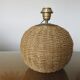 Ball lamp in rope, rattan, ceramic and brass 70s