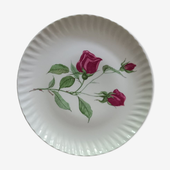 Assiettes plates porcelaine de limoges décor rose candé