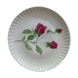 Limoges porcelain flat plates with candé pink decor