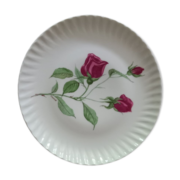 Limoges porcelain flat plates with candé pink decor