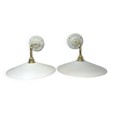White opaline wall lights