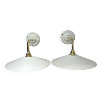 White opaline wall lights