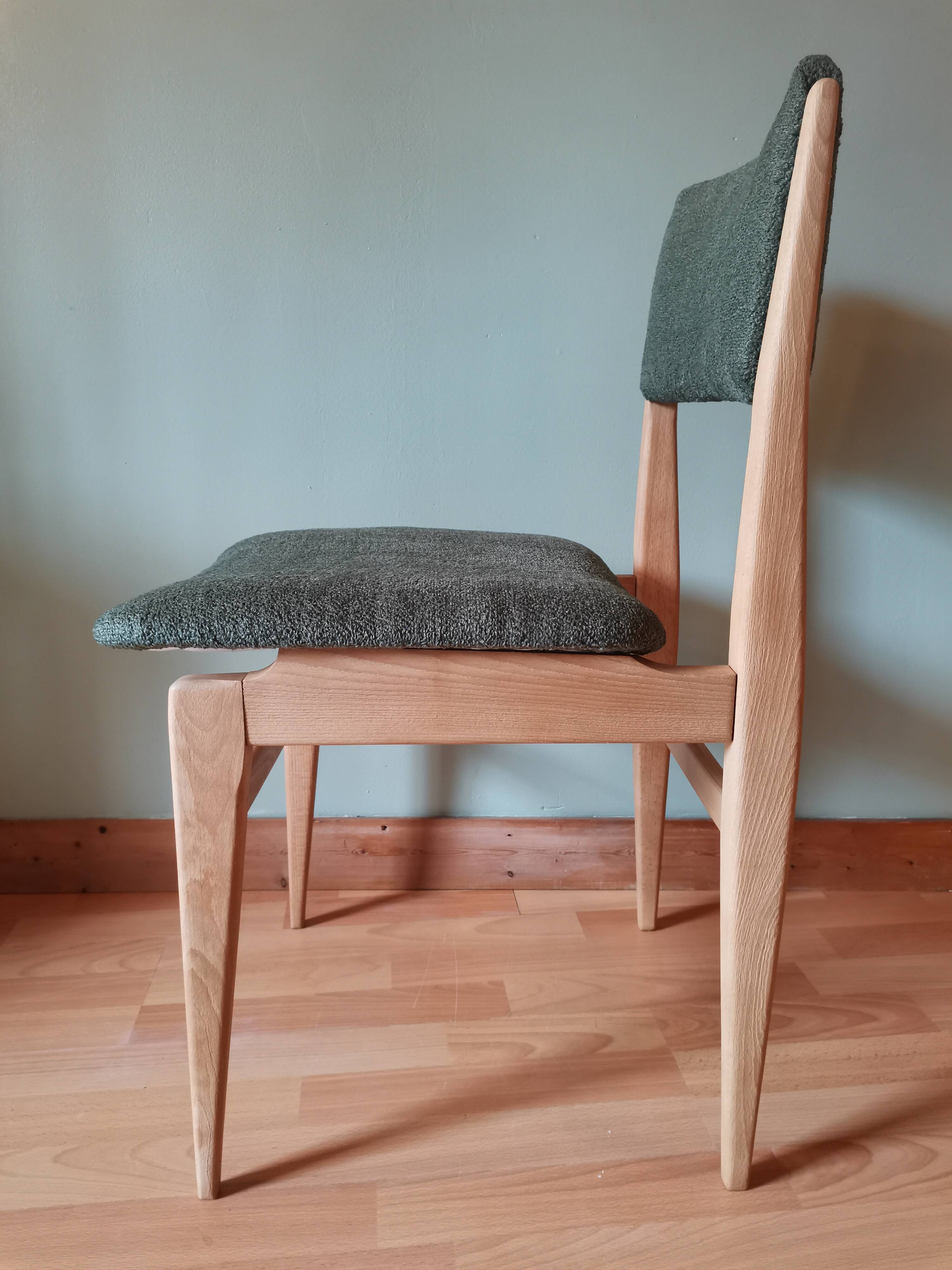 Green boucle Scandinavian chairs