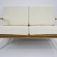 Original restored two-seater Sofa, cream, teak, 1960s