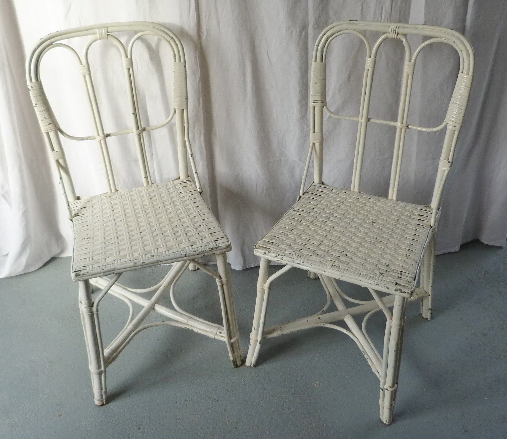 Pair of bamboo and rattan chairs