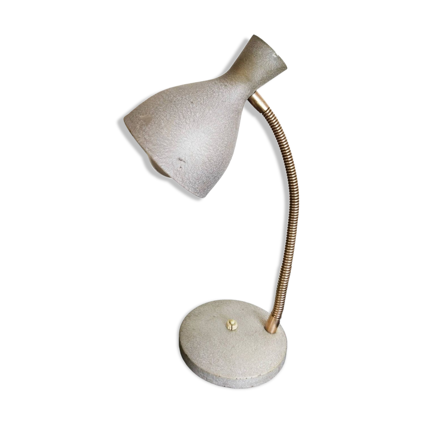 Hammered gray cocotte desk lamp, vintage French, 1940s