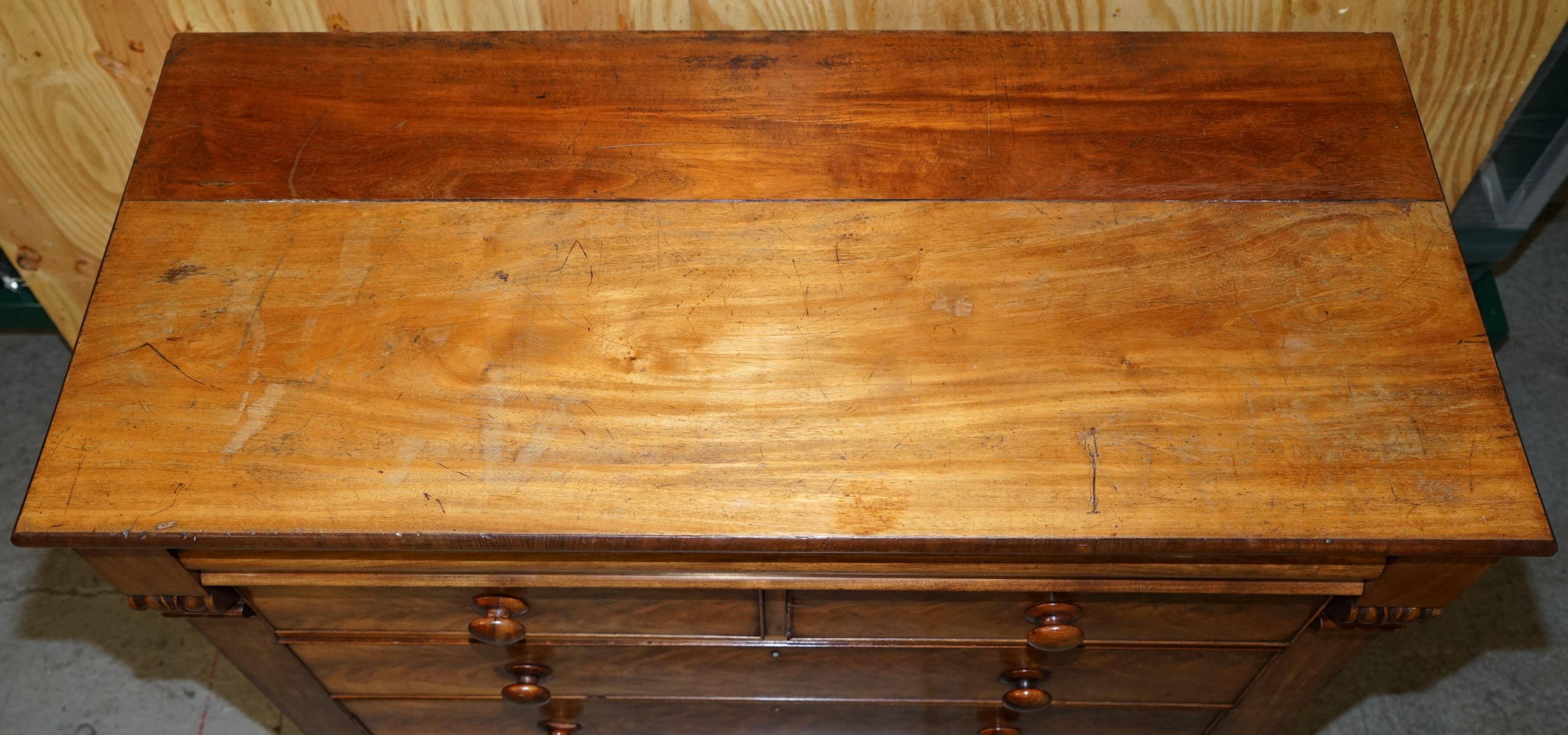 Victorian flamed hardwood commode from the 19th century with a hidden drawer.
