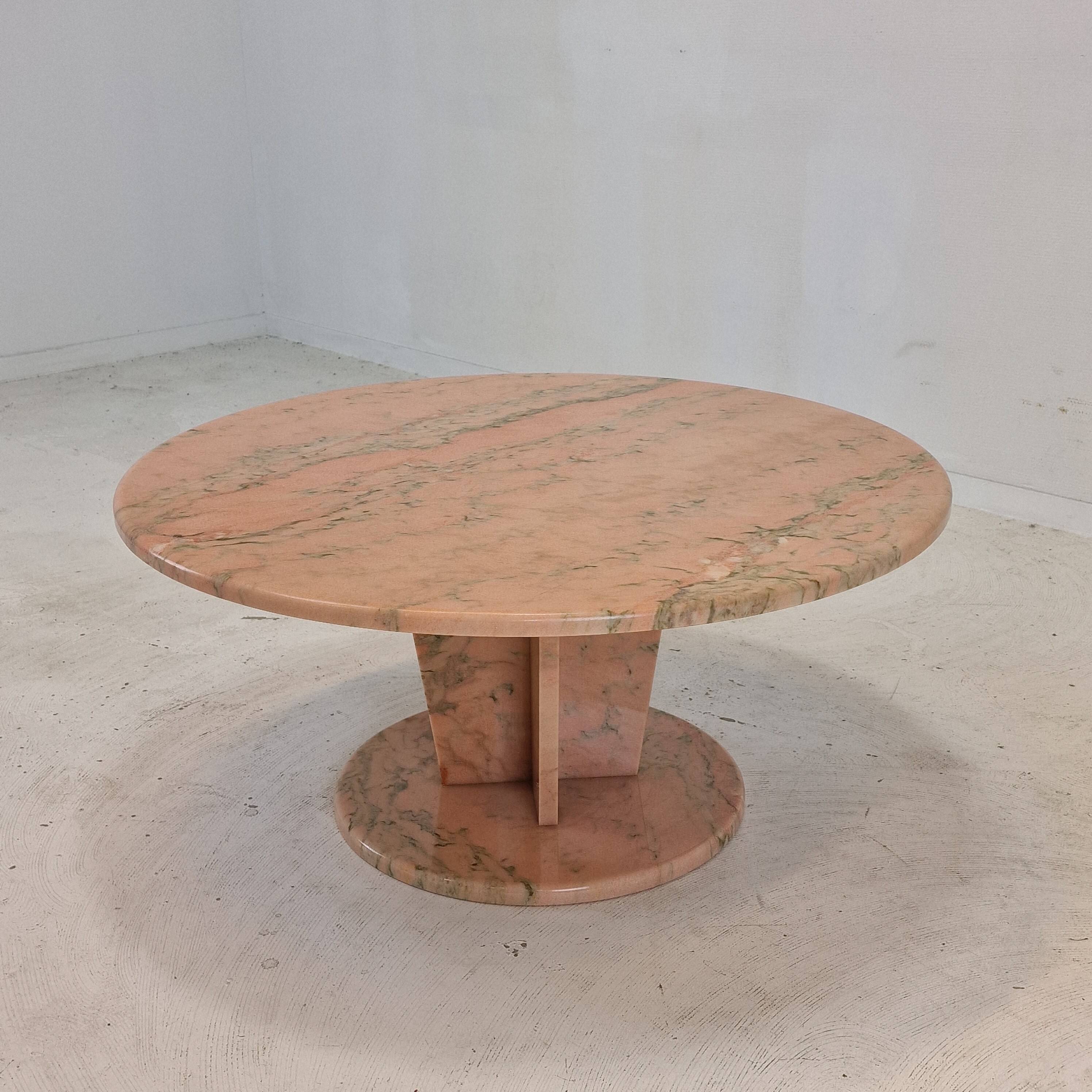 Round Italian Marble Coffee or Side Table, 1980's
