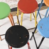 Set of 6 industrial high stools