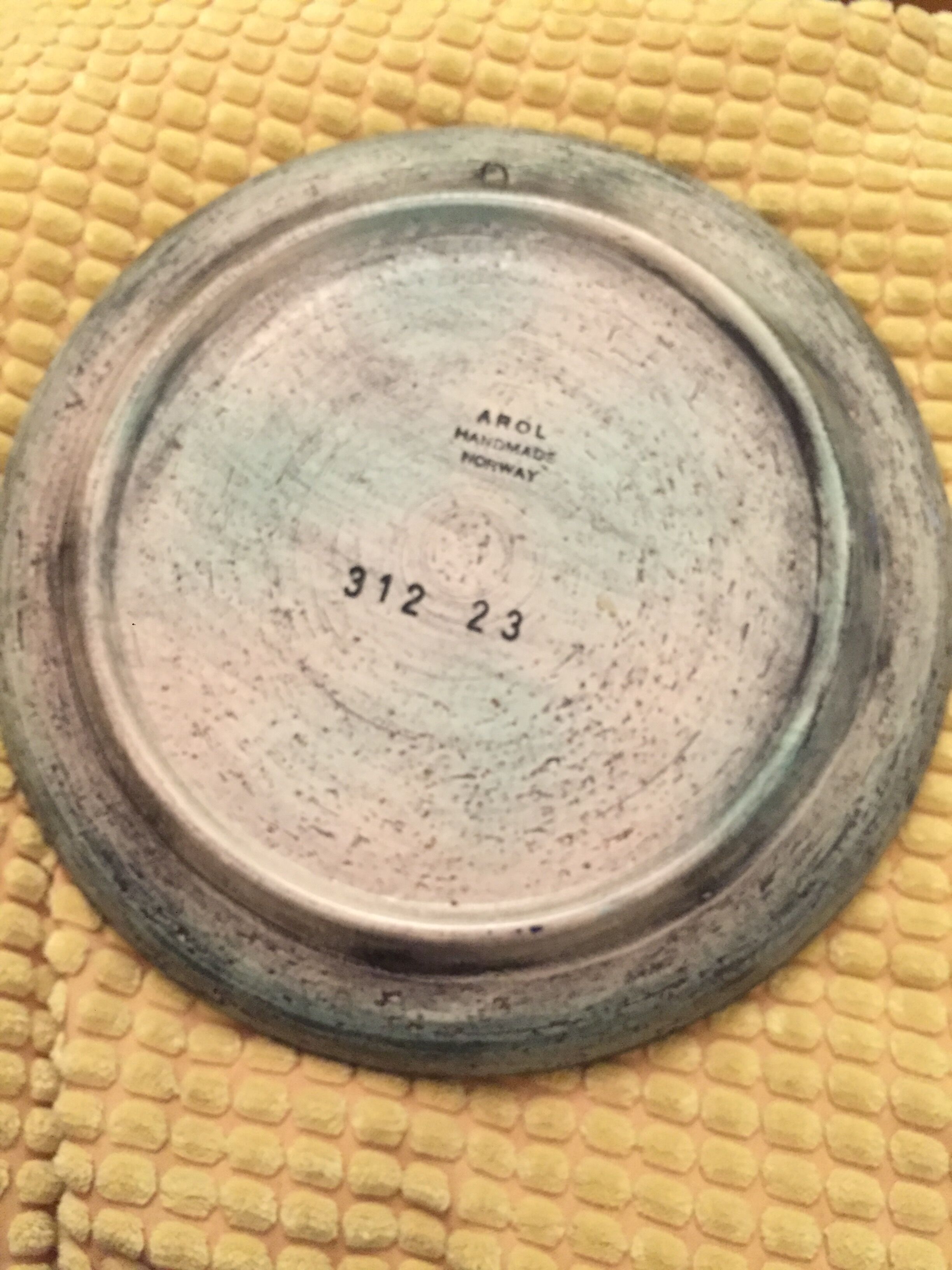 Scandinavian ceramic plate Pottery Arol Norway