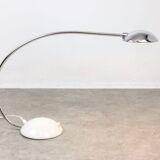 Vintage arc table lamp in white and chrome from meblo, 1980s