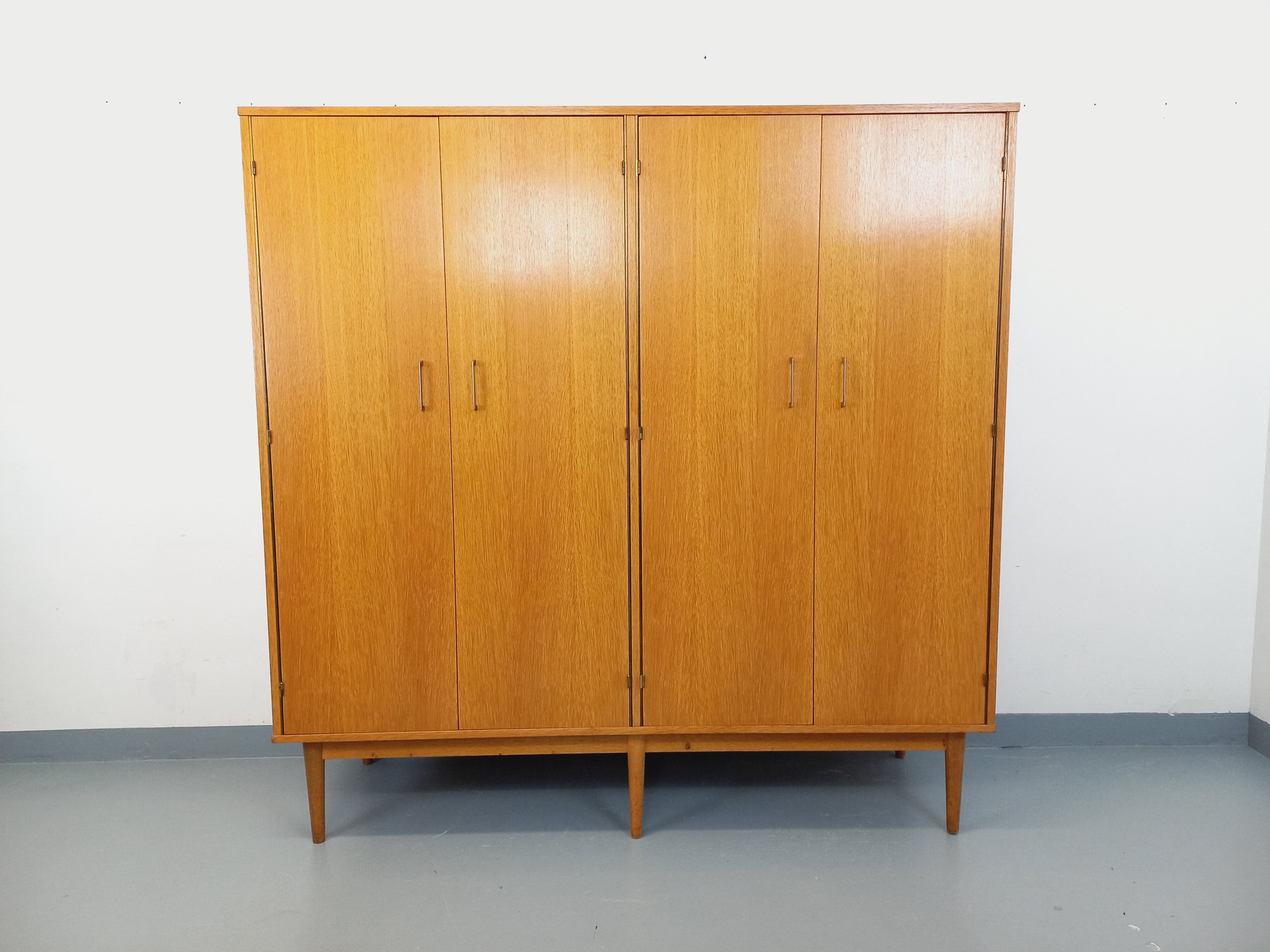 Vintage oak wardrobe from the 1960s.
