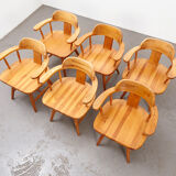 Set of 6 Scandinavian Pine Chairs 1960s/70s