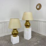 Pair of large vintage brass lamps