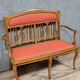 Banquette époque Art Nouveau en bois clair et marquéterie vers 1900