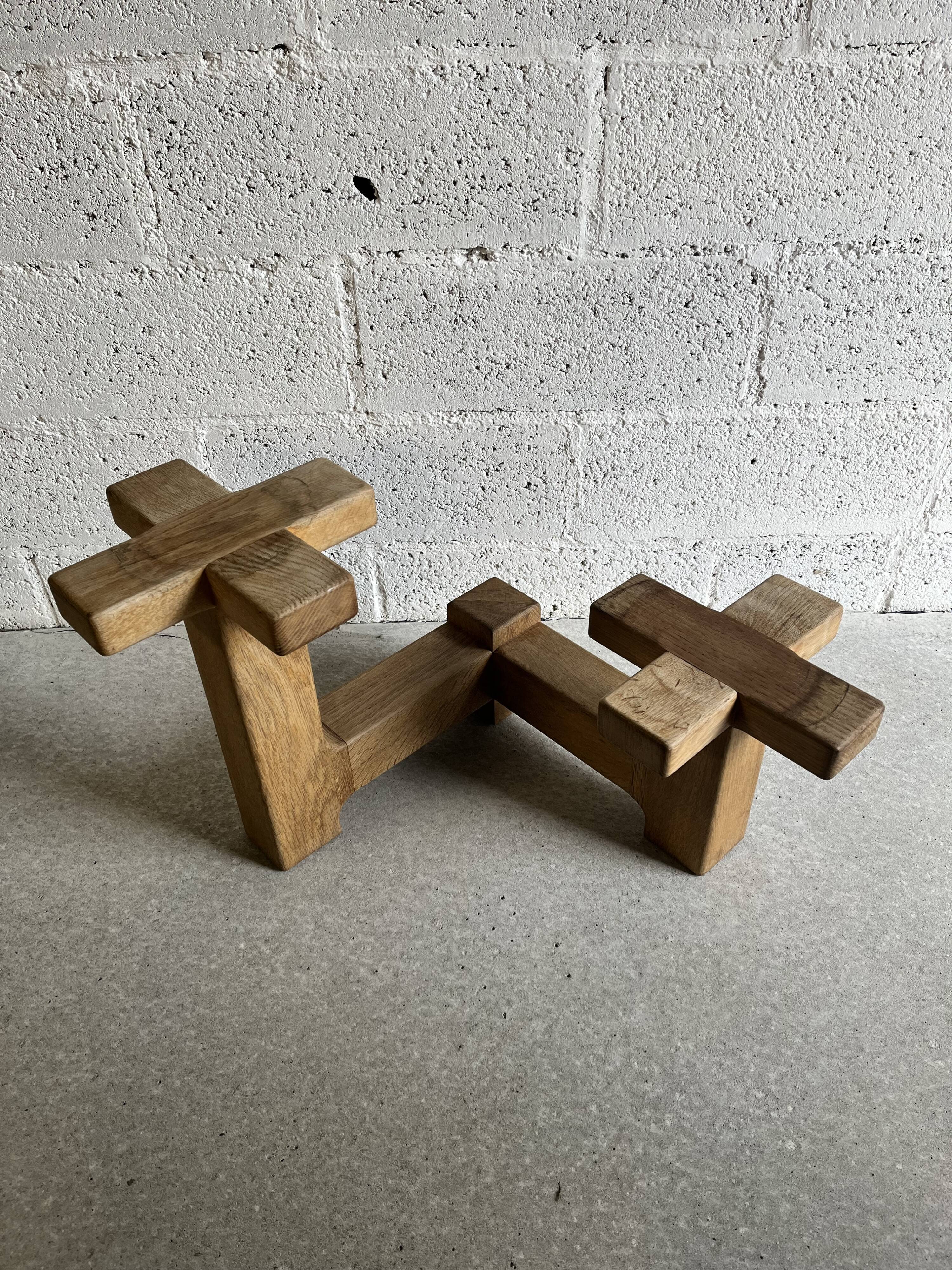 Display and plant holder in solid oak by Guillerme and Chambron for Votre Maison