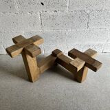 Display and plant holder in solid oak by Guillerme and Chambron for Votre Maison
