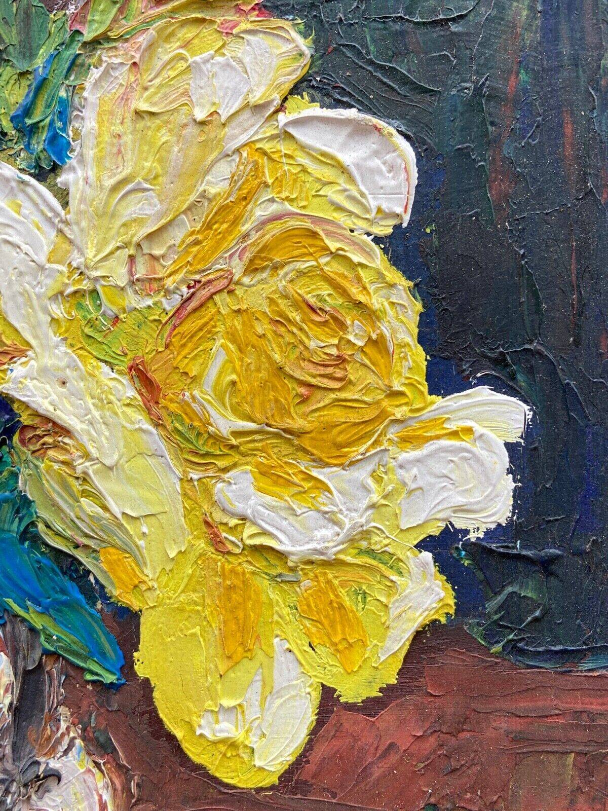 Oil on cardboard 20th century still life with flowers
