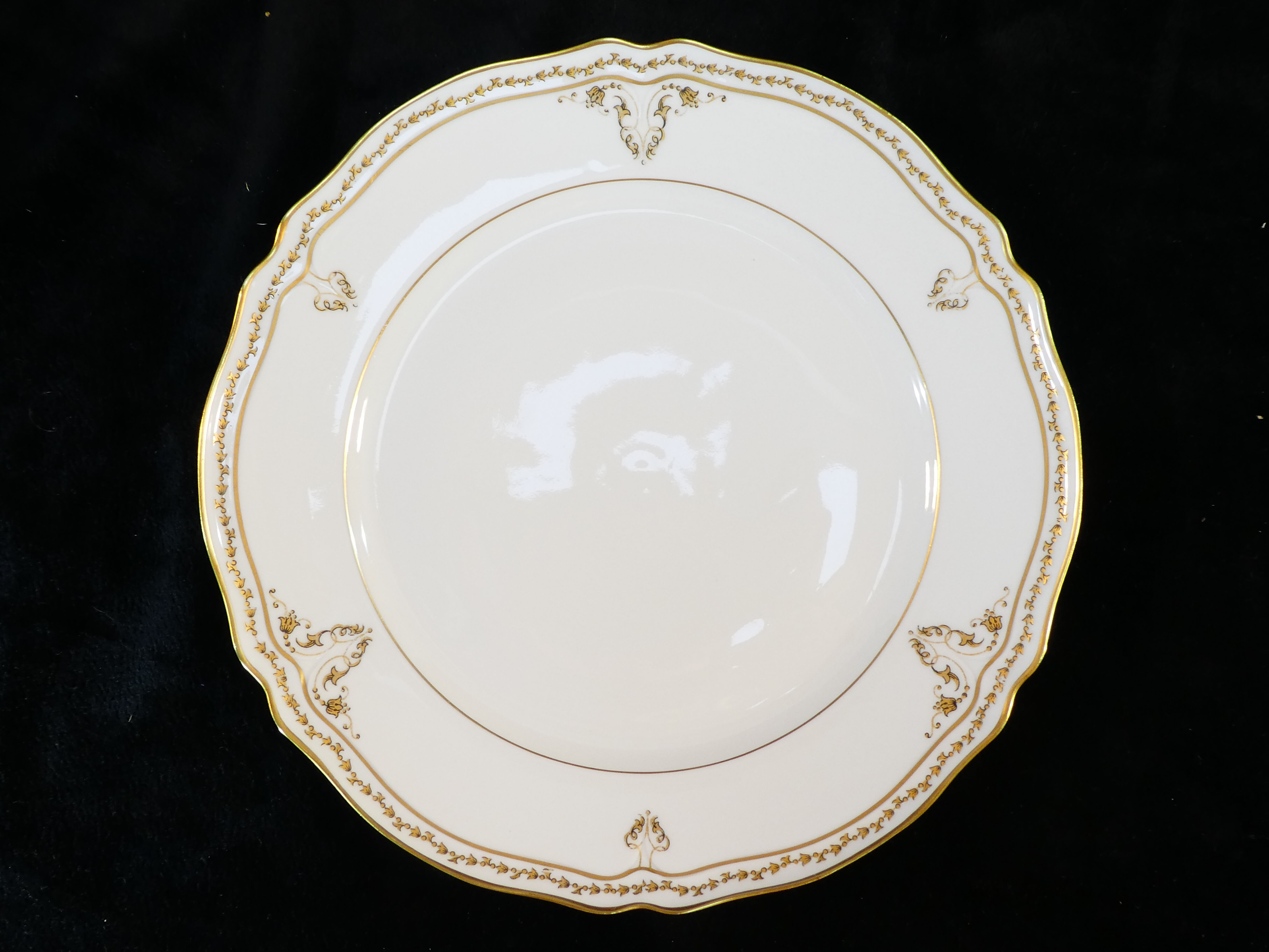 12 large flat plates in LIMOGES porcelain GIRAUD gilded hand painted