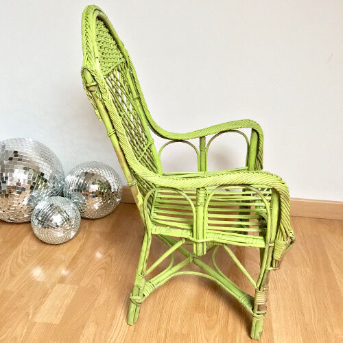 Children's chair in green rattan