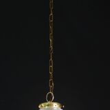Italian Mid-Century Pendant Light with Optic Spiral Glass Globe and Restore Bras