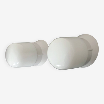 Pair of white oblique wall lights by Arno. 60s