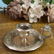 Hand candle holder, butterfly decoration, solid brass