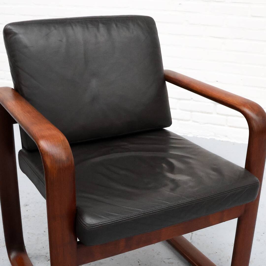 Fauteuil en frêne et cuir par Burkhard Voghterr pour Rosenthal, années 1970