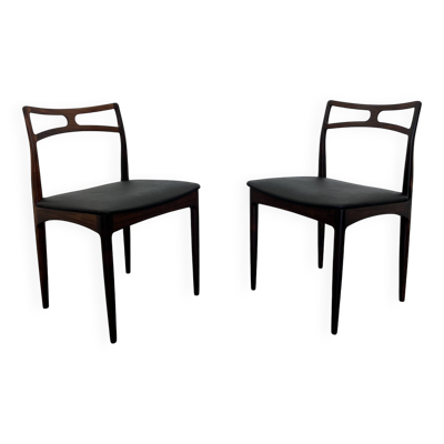 Chaises d'appoint danoises modèle 94 en palissandre et cuir par J.Andersen pour Christian Linneberg, années 1960,