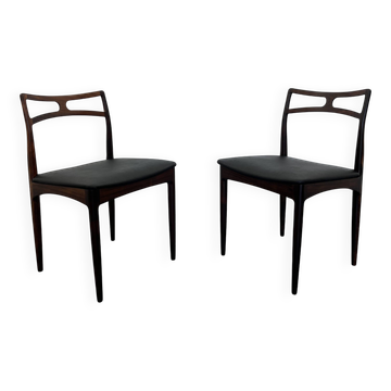 Chaises d'appoint danoises modèle 94 en palissandre et cuir par J.Andersen pour Christian Linneberg, années 1960,