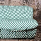 Large 2-seater sofa in checked fabric, France, 1980s