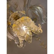 Glass Clear and Gold Chandelier With Flowers and Leaves