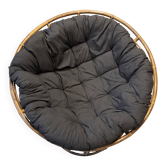 Papasan chair in rattan + large cushion 130 cm