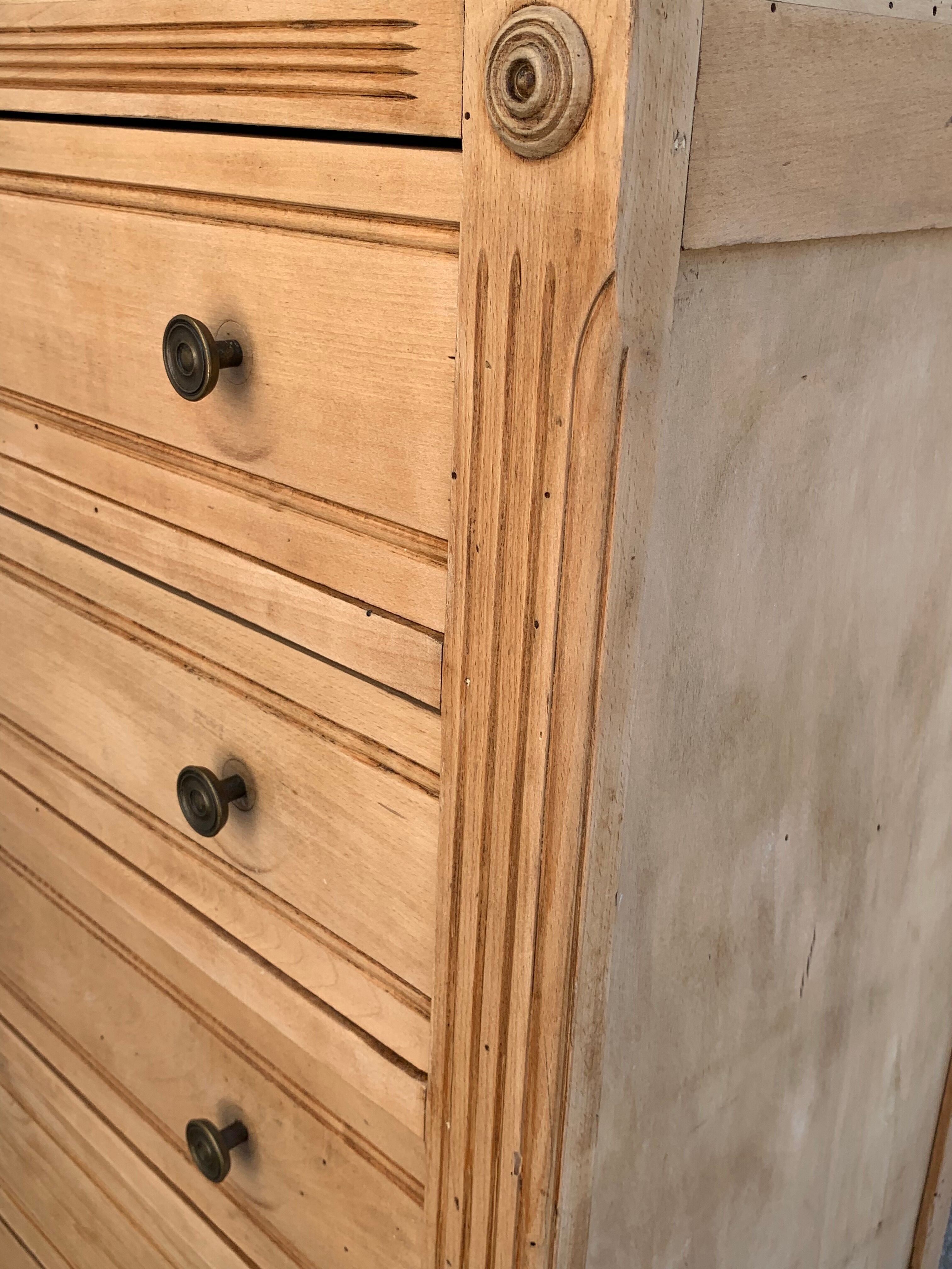 Parisian art deco chest of drawers raw wood