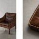 Vintage Mid-Century Danish Modern Lounge Leather Chair & Ottoman Model 2207