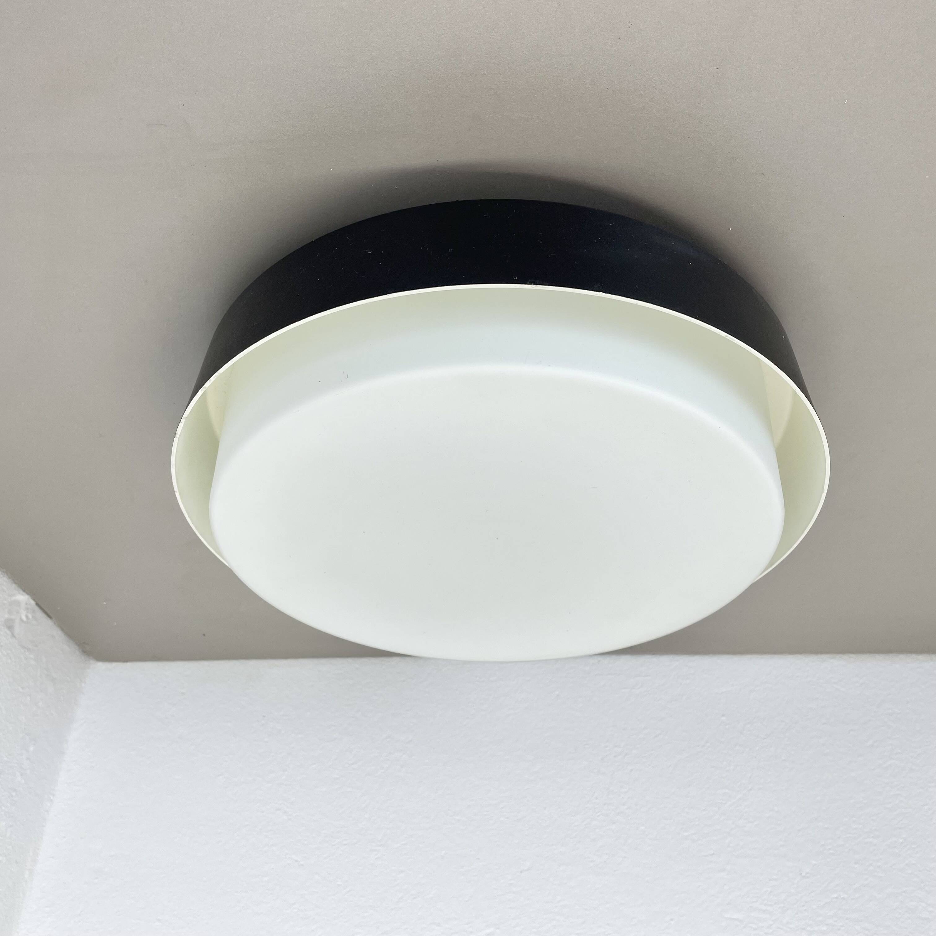 Minimalist  metal and glass flushmount wall light by bega lights, germany, 1980s